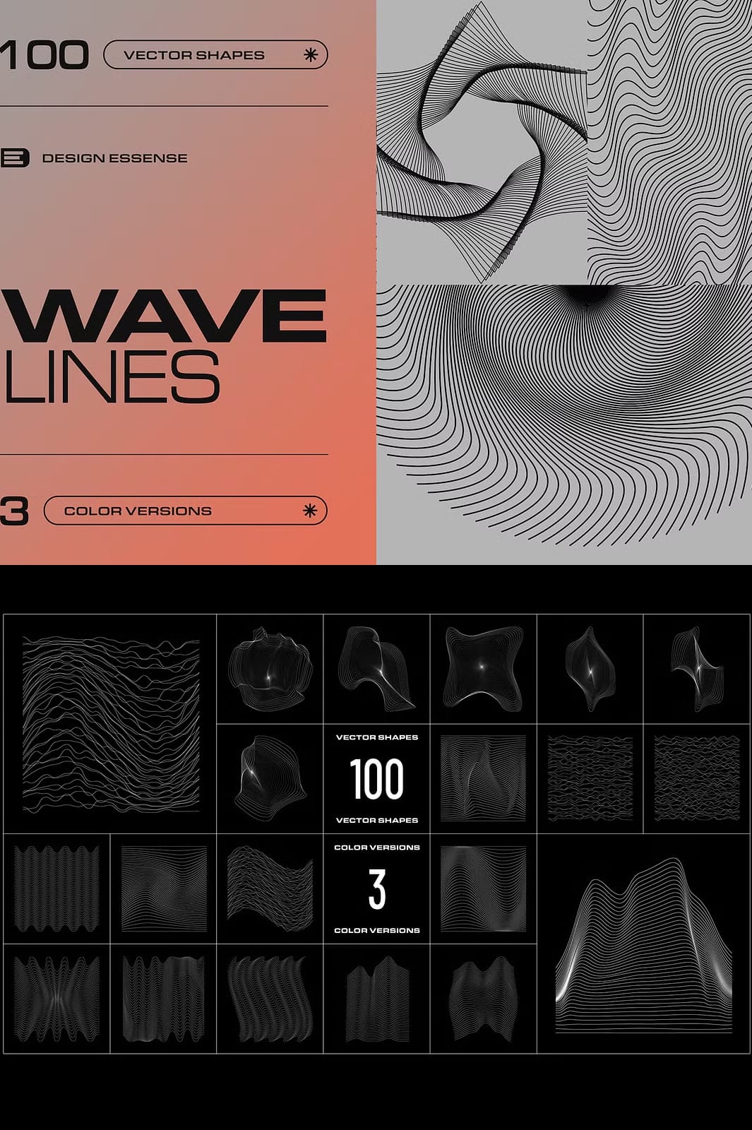 Wave Lines - 100 Vector Shapes - Zupppa | Design Resources