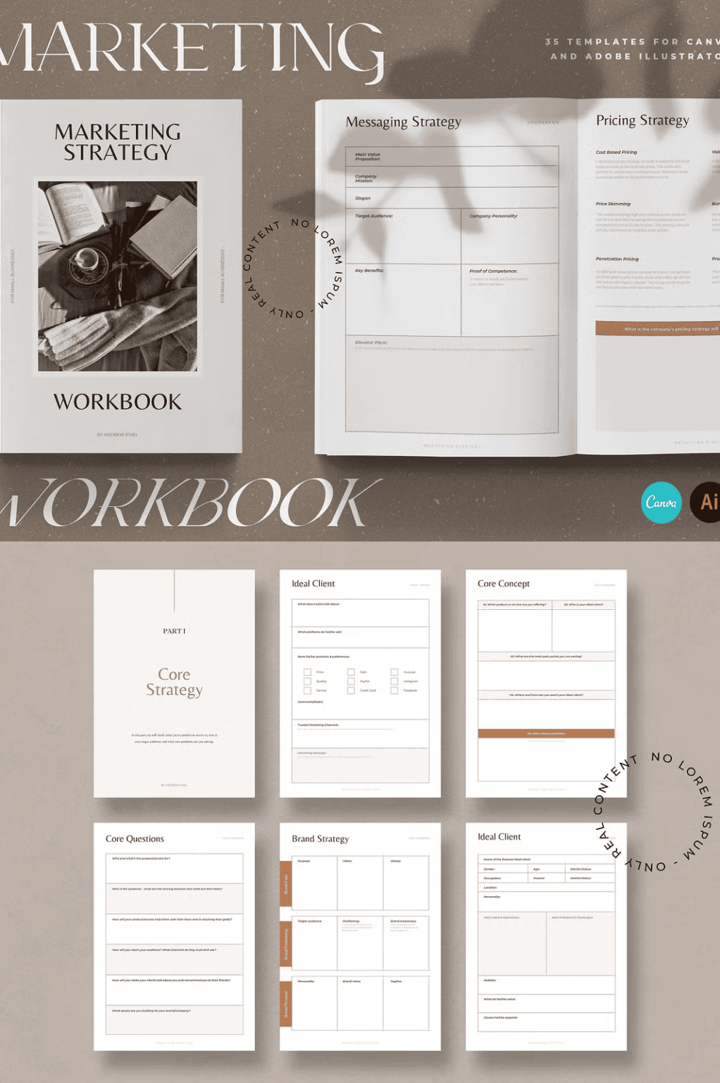 Marketing Strategy Workbook CANVA - Zupppa | Design Resources