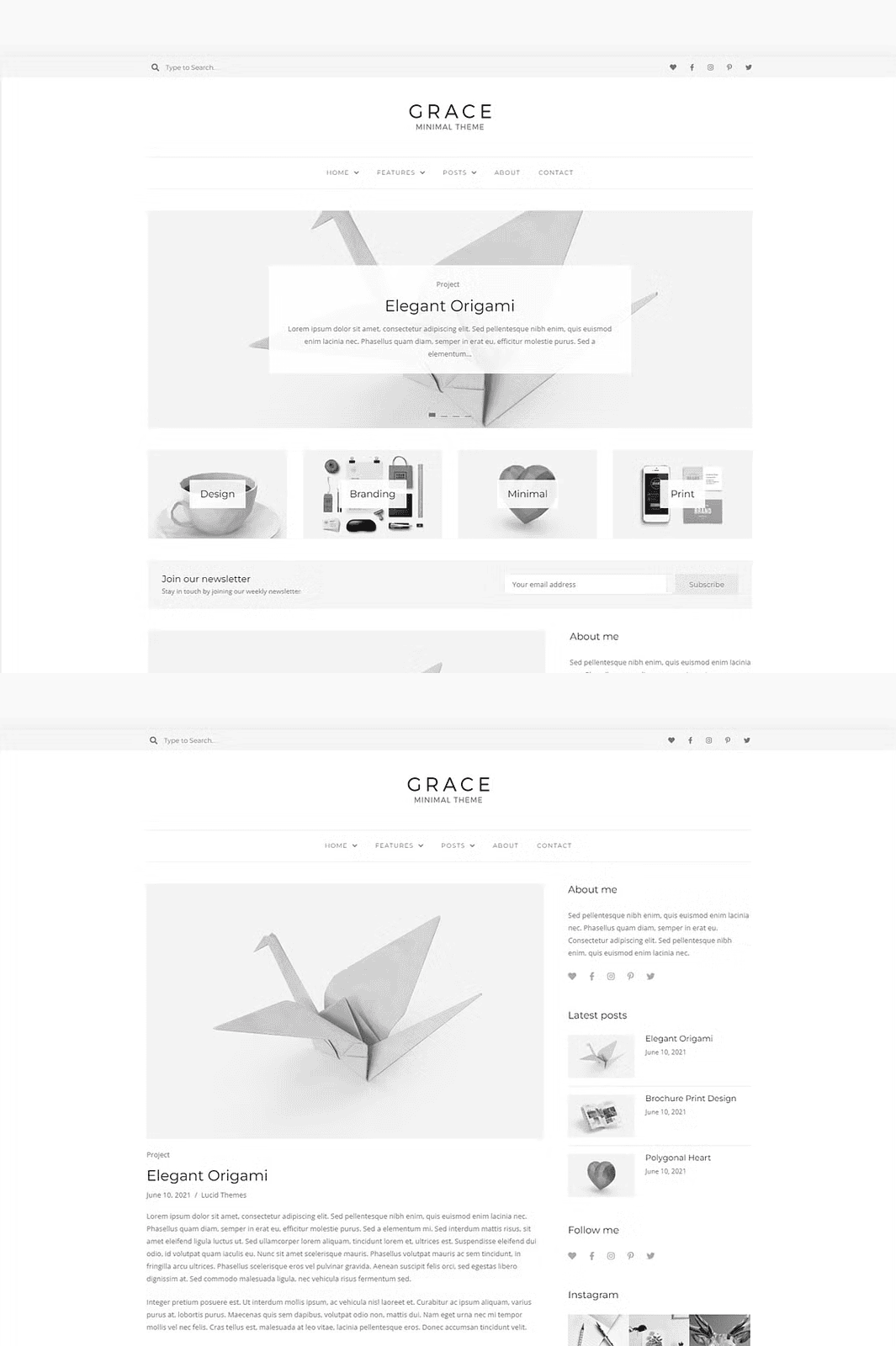Grace - Minimal WordPress Blog Theme - Zupppa | Design Resources