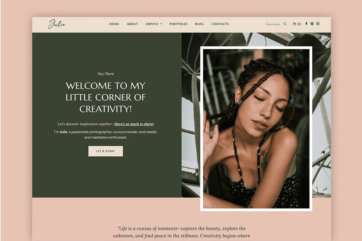 Julie - A Personal WordPress Theme - Zupppa | Design Resources